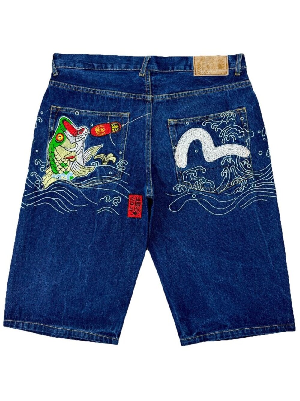 VTG Evisu Heifetgens Koi Fish Denim Shorts Mens 36 Baggy Y2K Japanese Streetwear